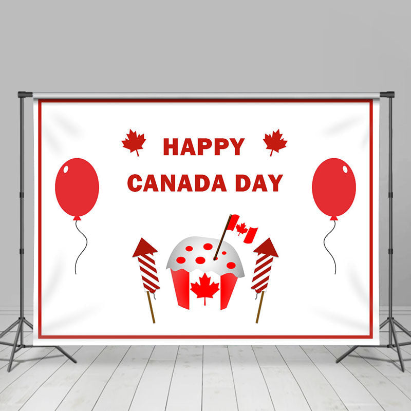 Lofaris White Red Balloons Flag Happy Canada Day Backdrop