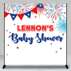 Lofaris White Red Blue Sparkle Custom Baby Shower Backdrop