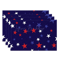 Lofaris White Red Blue Star Modern Dining Set Of 4 Placemats