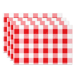 Lofaris White Red Checkered Modern Dinig Set Of 4 Placemats