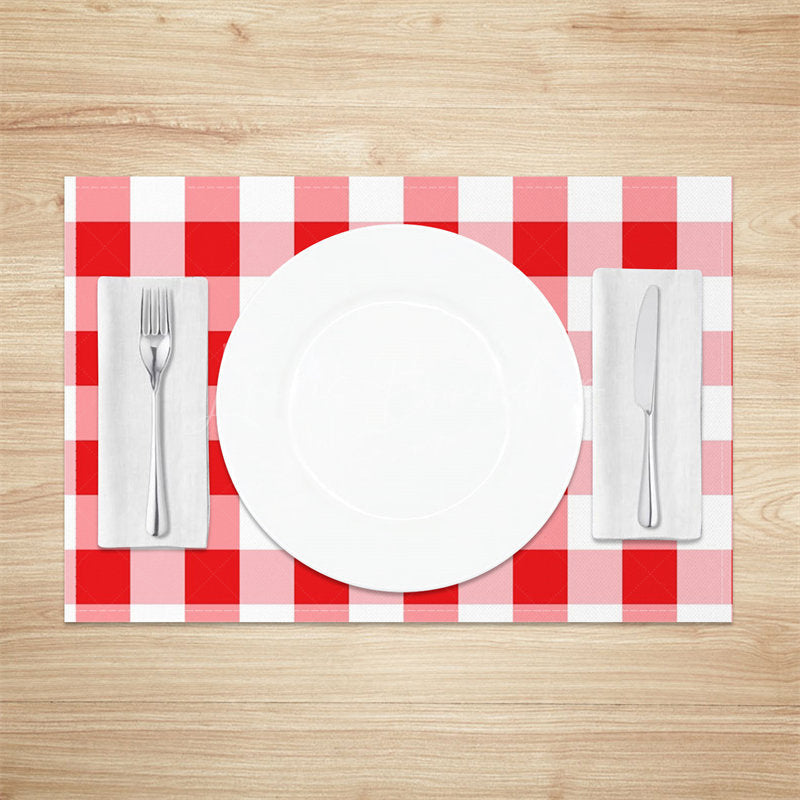 Lofaris White Red Checkered Modern Dinig Set Of 4 Placemats