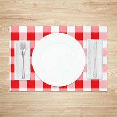 Lofaris White Red Checkered Modern Dinig Set Of 4 Placemats