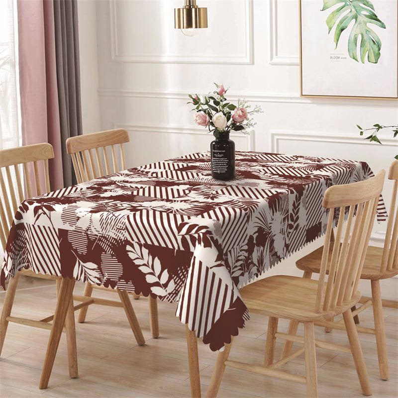 Lofaris White Red Checkered Stripes Rectangle Tablecloth