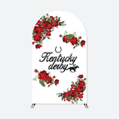 Lofaris White Red Floral Horse Kentucky Derby Arch Backdrop