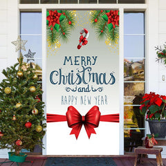 Lofaris White Red Happy New Year Merry Christmas Door Cover