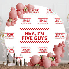 Lofaris White Red Im Five Guys 5th Birthday Round Backdrop