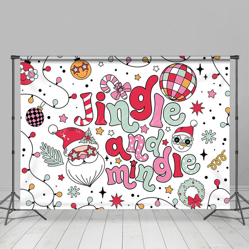 Lofaris White Red Jingle And Mingle Merry Christmas Backdrop