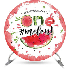 Lofaris White Red One In A Melon Round Birthday Backdrop