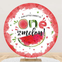 Lofaris White Red One In A Melon Round Birthday Backdrop