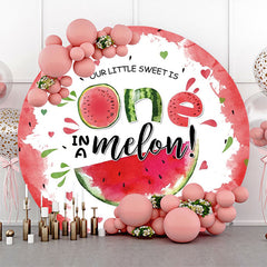 Lofaris White Red One In A Melon Round Birthday Backdrop