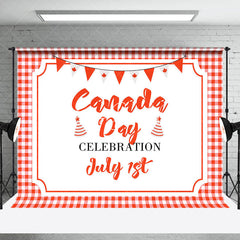 Lofaris White Red Plaid Flag Celebration Canada Day Backdrop