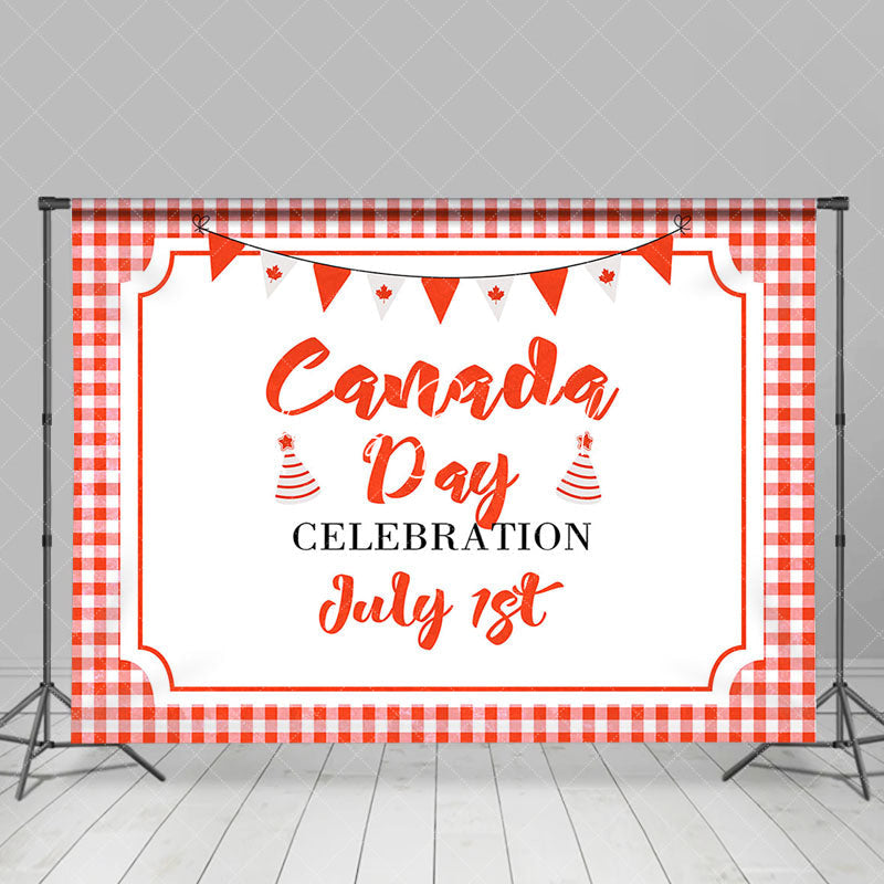 Lofaris White Red Plaid Flag Celebration Canada Day Backdrop