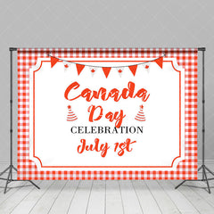 Lofaris White Red Plaid Flag Celebration Canada Day Backdrop