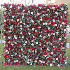 Lofaris White Red Rose Artificial Flower Wall Decor Backdrop