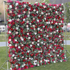 Lofaris White Red Rose Artificial Flower Wall Decor Backdrop