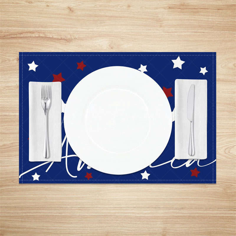 Lofaris White Red Star Blue American Set Of 4 Placemats