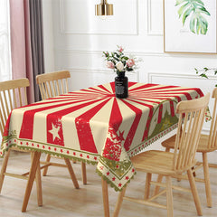 Lofaris White Red Star Stripes Vintage Rectangle Tablecloth