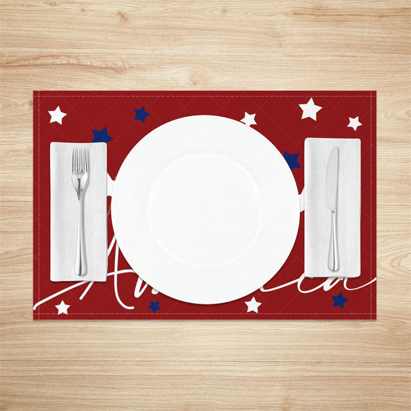 Lofaris White Red Stars American Set Of 4 Placemats