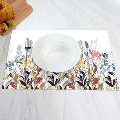 Lofaris White Red Yellow Leaves Vintage Set Of 4 Placemats