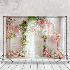 Lofaris White Retro Wall Greenery Floral Wedding Backdrop