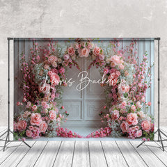 Lofaris White Retro Wall Pink Arch Floral Wedding Backdrop