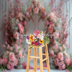 Lofaris White Retro Wall Pink Arch Floral Wedding Backdrop