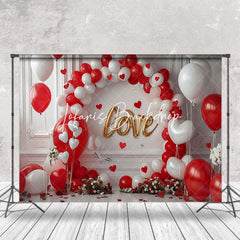 Lofaris White Retro Wall Red Balloon Valentines Day Backdrop