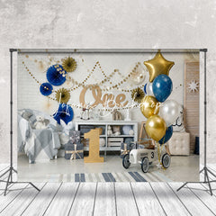 Lofaris White Room Balloons 1st Birthday Cake Smash Backdrop