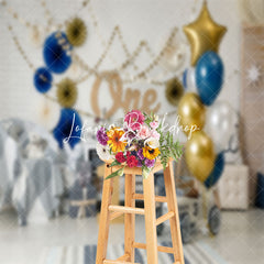 Lofaris White Room Balloons 1st Birthday Cake Smash Backdrop