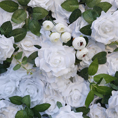 Lofaris White Rose Faux Floral Wall Backdrop For Wedding