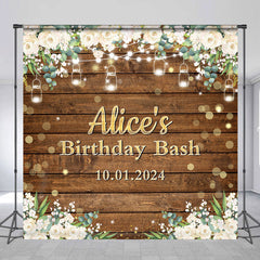 Lofaris White Rose Light Wooden Custom Birthday Backdrop