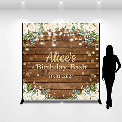 Lofaris White Rose Light Wooden Custom Birthday Backdrop