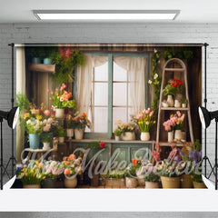 Lofaris White Screen Window Desk Floral Spring Backdrop