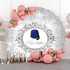 Lofaris White Silver Blue Hat Petit Prince Round Backdrop