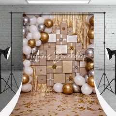 Lofaris White Silver Gold Balloon Gifts Sweep Photo Backdrop