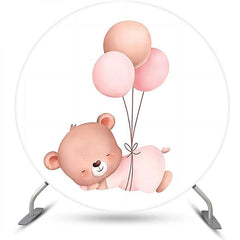 Lofaris White Sleep Bear Balloon Round Baby Shower Backdrop