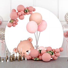 Lofaris White Sleep Bear Balloon Round Baby Shower Backdrop