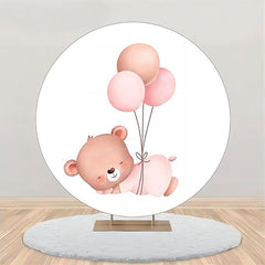 Lofaris White Sleep Bear Balloon Round Baby Shower Backdrop