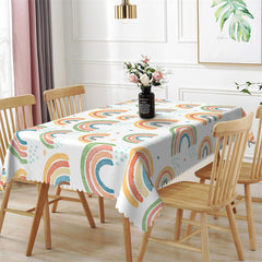 Lofaris White Smrat Rainbow Pattern Repeat Dining Tablecloth