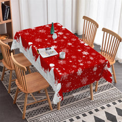 Lofaris White Snowflake Red Christmas Decorative Tablecloth