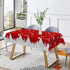 Lofaris White Snowflake Red Christmas Decorative Tablecloth