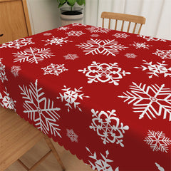 Lofaris White Snowflake Repeat Red Kitchen Decor Tablecloth