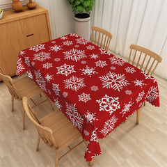 Lofaris White Snowflake Repeat Red Kitchen Decor Tablecloth