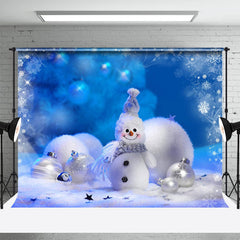 Lofaris White Snowy Snowman Snowflake Bokeh Winter Backdrop