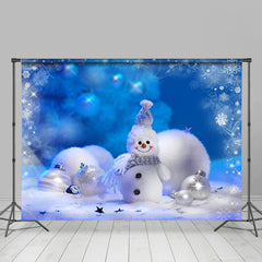 Lofaris White Snowy Snowman Snowflake Bokeh Winter Backdrop