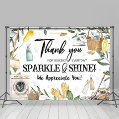 Lofaris White Sparkle And Shine Housekeeping Week Backdrop