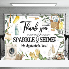 Lofaris White Sparkle And Shine Housekeeping Week Backdrop