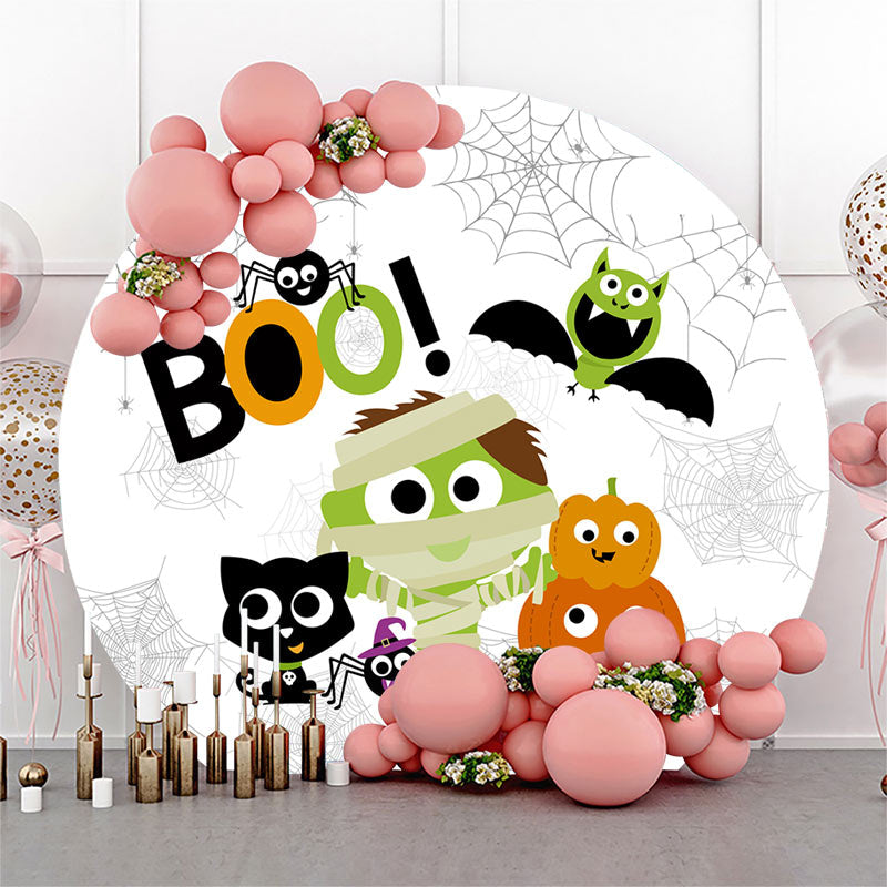 Lofaris White Spider Wab Halloween Round Birthday Backdrop