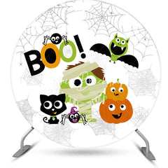 Lofaris White Spider Wab Halloween Round Birthday Backdrop