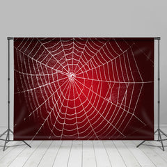 Lofaris White Spider Web Red Spooky Backdrop For Party